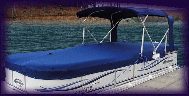 Canvas boat cover and Bimini top example