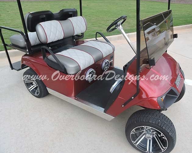 Custom golf cart upholstery and embroidered seat example