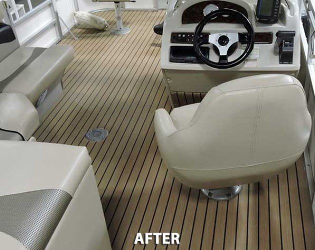 Marine flooring example with teak-style deck flooring
