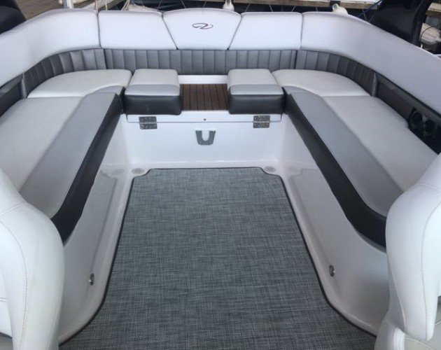 Marine upholstery example with custom boat seating