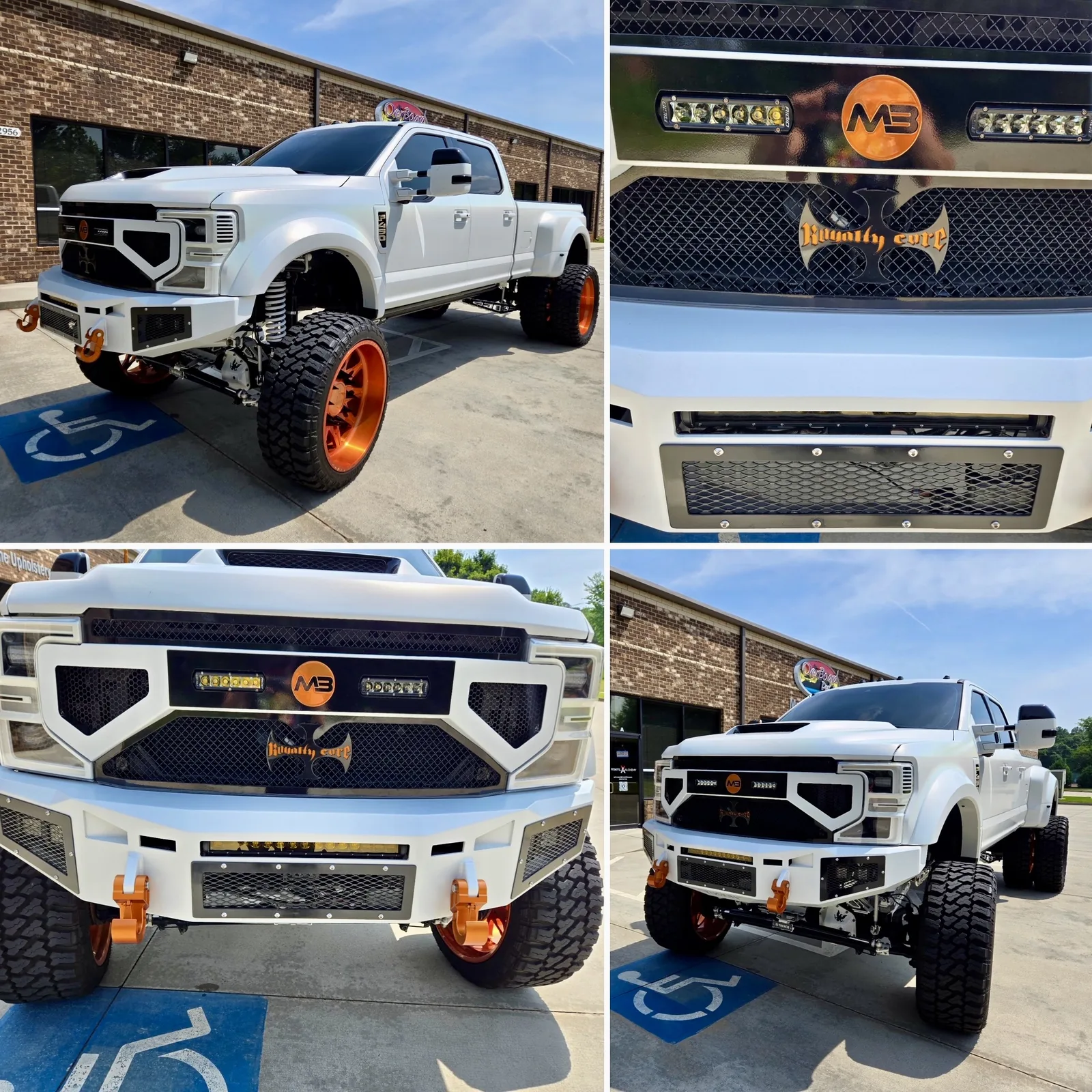 Lifted Super Duty dually with a satin ghost flip color change